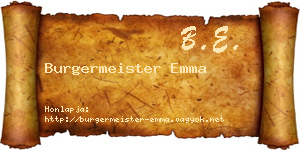 Burgermeister Emma névjegykártya